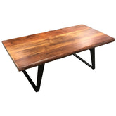 Rectangular Live Edge Mango Wood Cast Iron Base Coffee Table Zyra